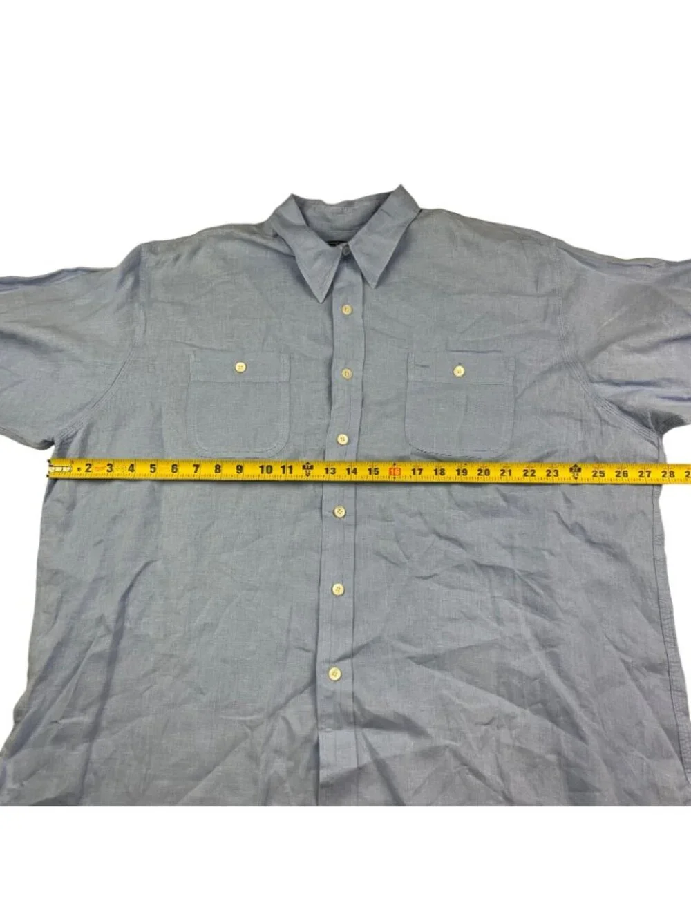 VTG Polo Ralph Lauren Men's 100% Linen L/S Button Work Shirt Light Blue • XL